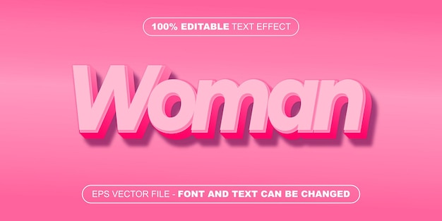 Efeito de texto editável rosa 3d de mulher suave