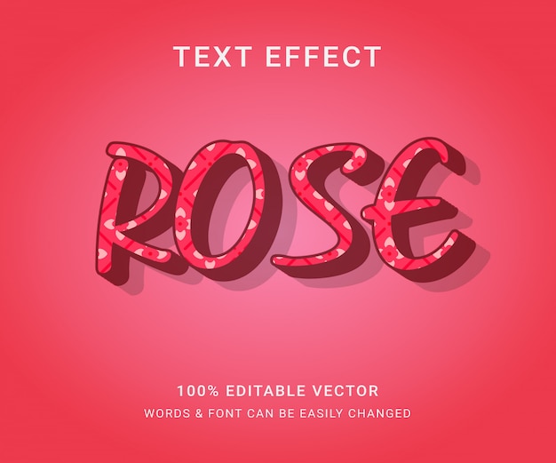 Efeito de texto editável rosa completo
