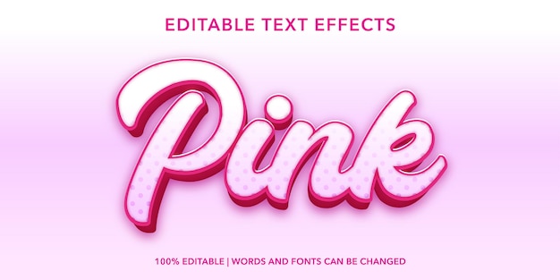 Efeito de texto editável rosa