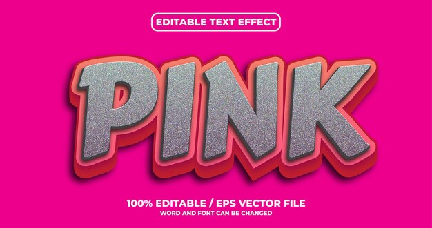 Vetor efeito de texto editável rosa