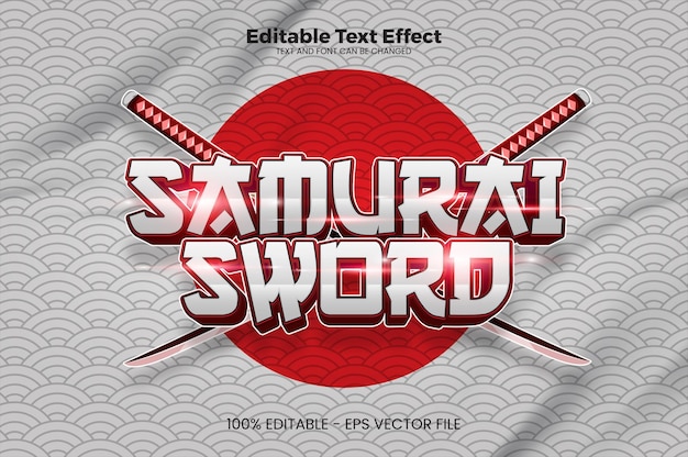 Efeito de texto editável samurai sword no estilo de tendência moderna