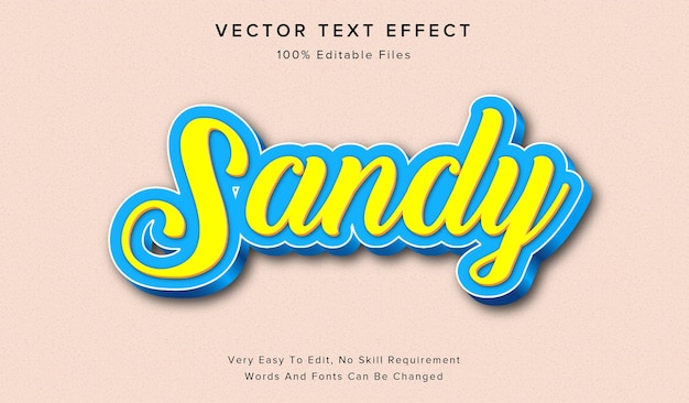 Efeito de texto editável sandy 3d