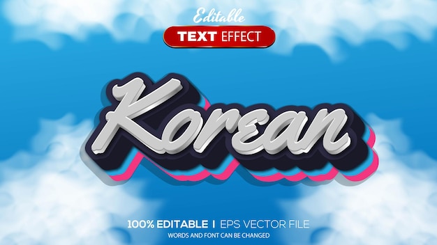Vetor efeito de texto editável tema coreano
