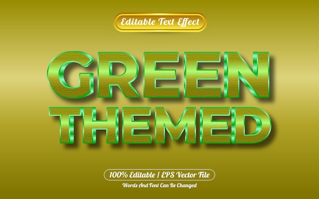 Efeito de texto editável, tema verde e estilo dourado