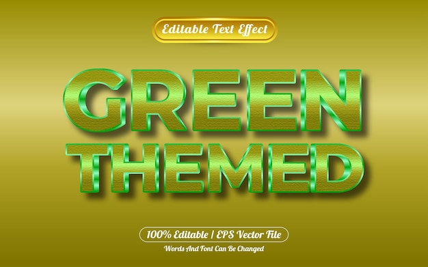 Efeito de texto editável tema verde estilo dourado