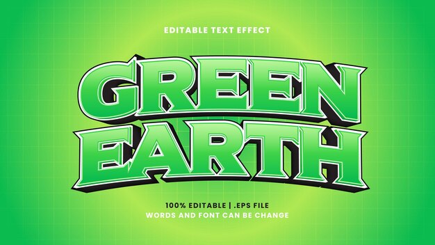 Efeito de texto editável terra verde em estilo 3d moderno