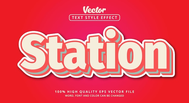 Efeito de texto editável, texto da estação com estilo de cores em camadas