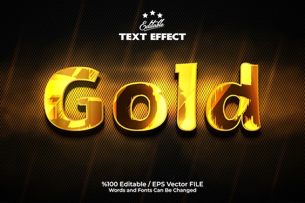 Vetor efeito de texto editável texto dourado editável fundo preto