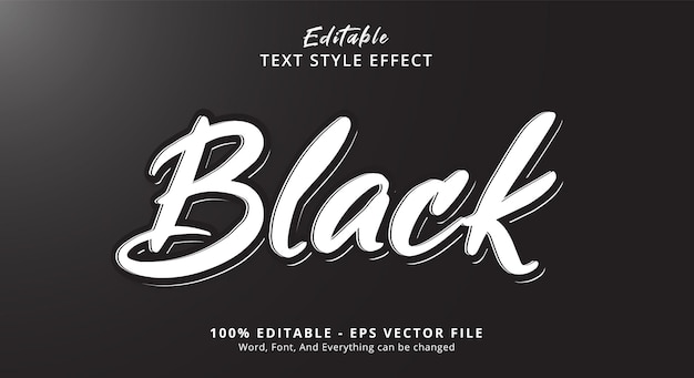 Efeito de texto editável, texto preto em modelo de estilo preto legal