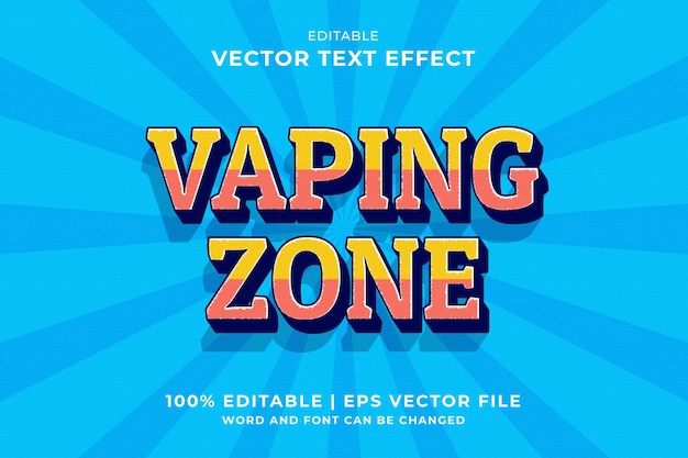 Efeito de texto editável vaping zone 3d template style vector premium