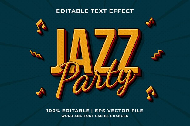 Efeito de texto editável - vetor premium estilo Jazz Party Retro