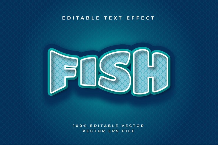 Vetor efeito de texto editável vetorial com escamas de peixe
