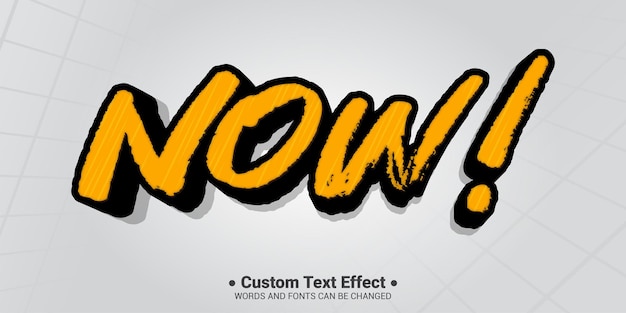 Efeito de texto editável vetorial gratuito 3D moderno agora e estilo de fonte