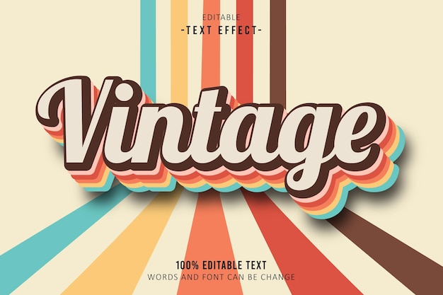 Efeito de texto editável vintage 3D em relevo estilo vintage