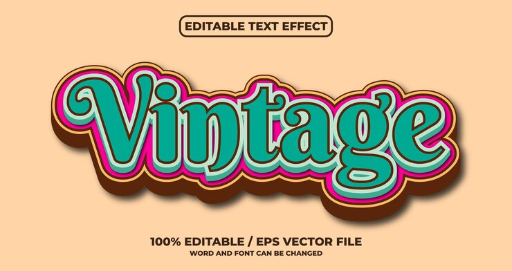 Efeito de texto editável vintage