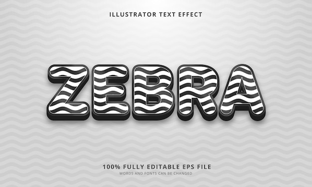 Vetor efeito de texto editável zebra