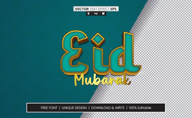 Vetor efeito de texto eid mubarak