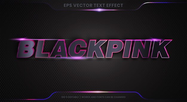 Efeito de texto em 3D Palavras-de-rosa pretas estilos de fonte tema editável metal gradiente conceito de cor rosa