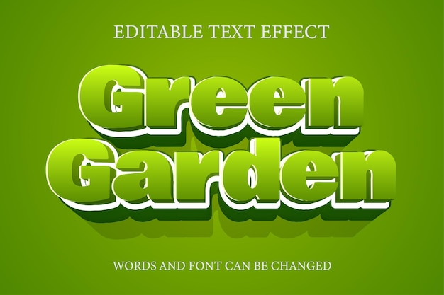 Efeito de texto em estilo 3d de jardim verde