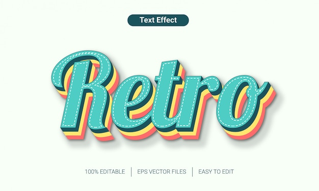 Efeito de texto em estilo retrô alfabeto 3d