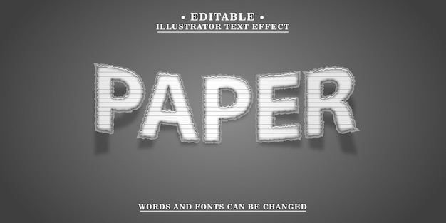 Efeito de texto em papel. palavras e fontes podem ser editadas