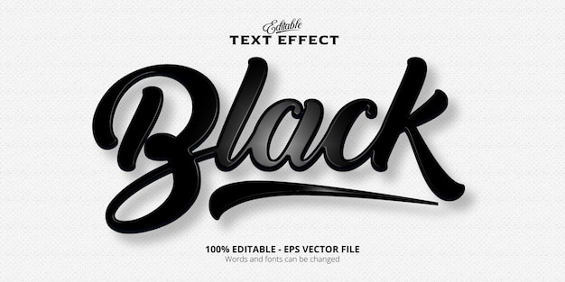 Vetor efeito de texto em preto com estilo de texto editável