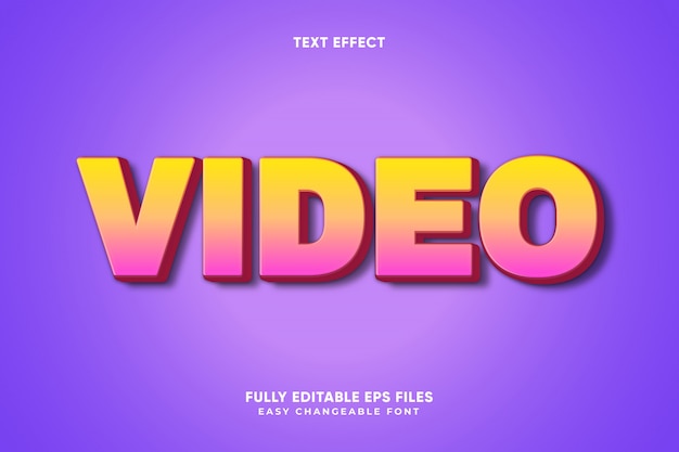 Vetor efeito de texto em vídeo