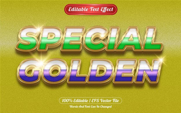 Vetor efeito de texto especial dourado editável com tema dourado