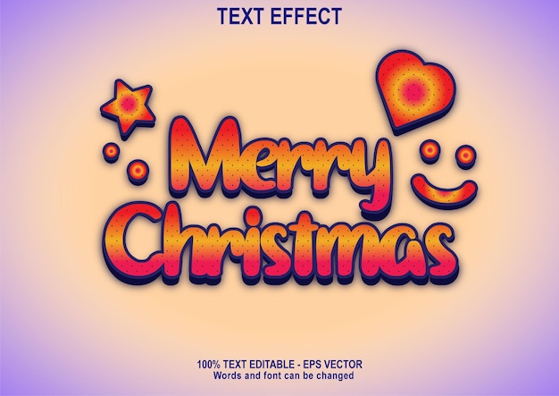 Efeito de texto feliz natal com estilo retro