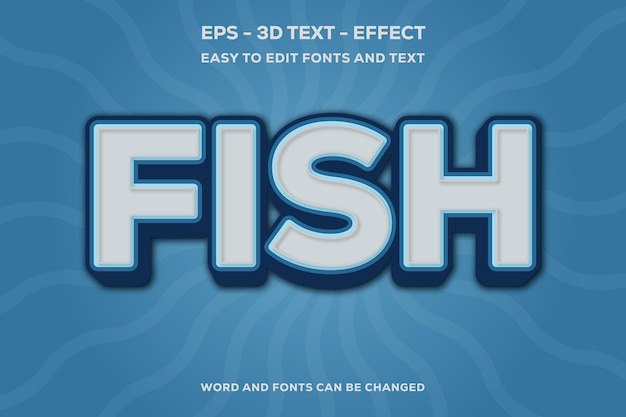 Vetor efeito de texto fish 3d