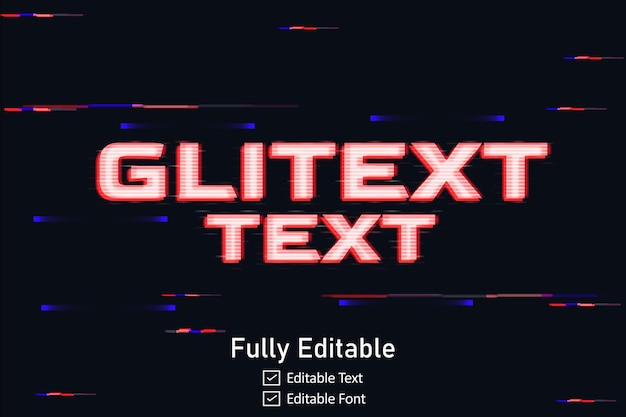 Vetor efeito de texto glitch futurista para texto de videogame para efeito de texto de glitch cyberpunk editável