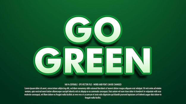 Efeito de texto go green 3d