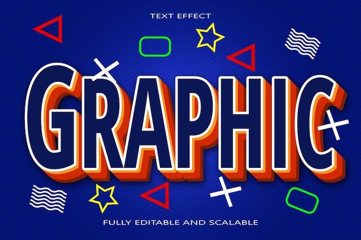 Vetor efeito de texto gráfico editável 3 dimensões em relevo estilo moderno