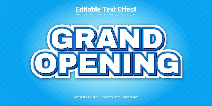 Vetor efeito de texto grande inauguração