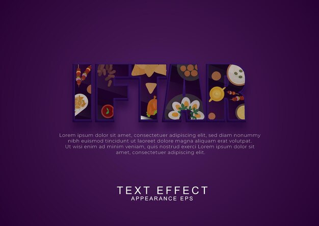 efeito de texto iftar 3d eps