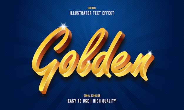 Efeito de texto ilustrador 3d dourado editável