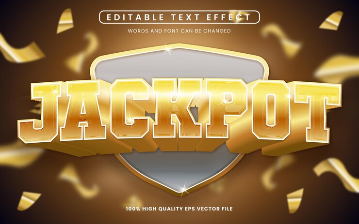 Efeito de texto jackpot editável Estilo de luxo clássico com cor dourada premium