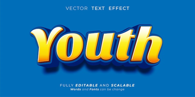 Efeito de texto jovem Estilo de texto editável em três dimensões