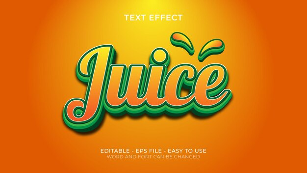 Vetor efeito de texto juice em cores laranja