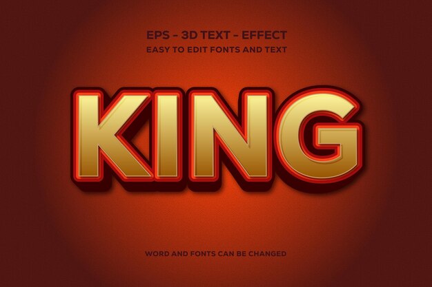 Vetor efeito de texto king 3d