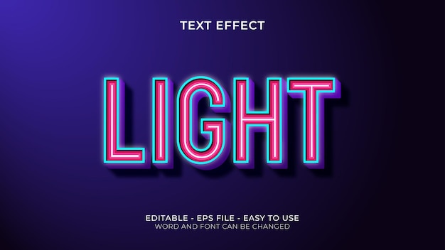 Vetor efeito de texto light em fundo azul escuro