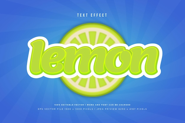 Vetor efeito de texto limão 3d em fundo azul