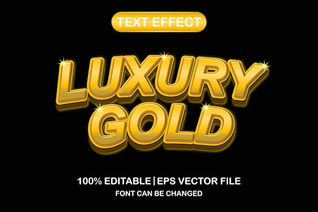 Efeito de texto luxuoso ouro editável em 3d