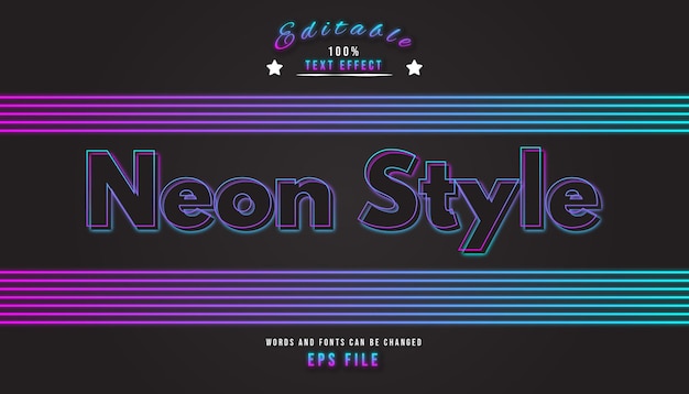 Efeito de texto moderno com estilo neon editável