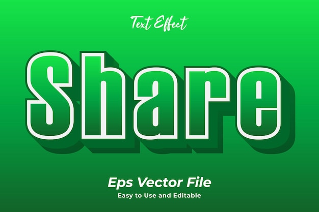 Efeito de texto moderno Compartilhar Vetor premium editável e fácil de usar