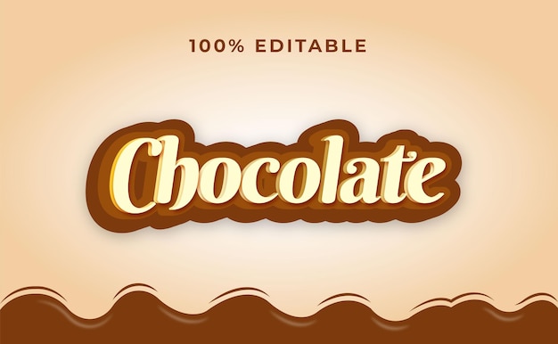 Efeito de texto moderno de letras de chocolate com vetor de letras de chocolate