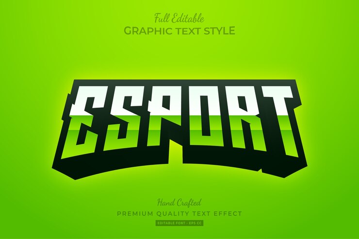 Efeito de Texto Premium Editável Esport Gradient Green