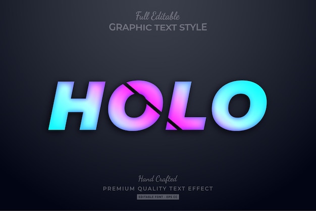 Efeito de texto premium holo gradient editável