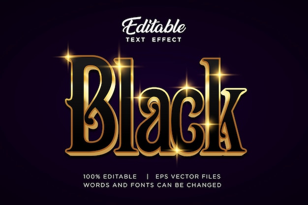 Efeito de texto preto dourado