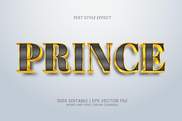 Efeito de texto príncipe dourado 3d editável